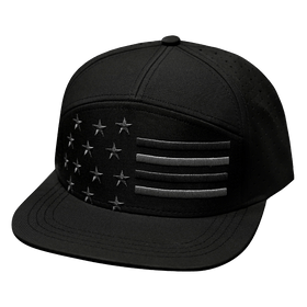 Flag Hat - Flat Bill - Black - Laser Mesh