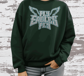 EAGLES Fly Birds Fly Faux Glitter Bling Philadelphia Football Sweatshirt,…