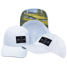 Golf Hat - Low Profile - Ponytail - White - Laser Mesh