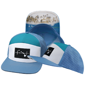 Hawaii Flat Bill Hat — Light Blue / White / Turquoise