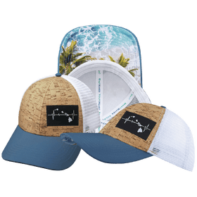 Hawaii Hat - Low Profile - Cork - Sea Blue / White - Trucker Mesh