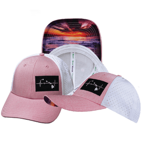 Hawaii Hat - Low Profile - Ponytail - Pink / White - Laser Mesh