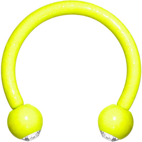 16G Clear Gem Yellow Glow in the Dark Horseshoe Circular Barbell