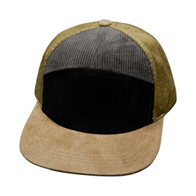 Blank 7 Panel Hat — Corduroy Tan / Black / Gray (Unisex)