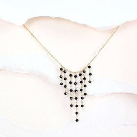 PARKEN JEWELRY Black Spinel Mini Fringe Necklace