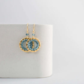 PARKEN JEWELRY London Blue Quartz Mini Halo Earrings