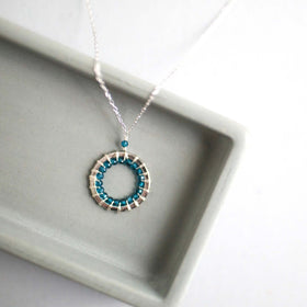 PARKEN JEWELRY London Blue Quartz Halo Mini Silver Pendant