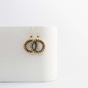 PARKEN JEWELRY Black Spinel Mini Halo Earrings