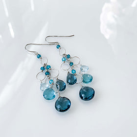 PARKEN JEWELRY Iolite & Aquamarine Silver Waterfall Earrings