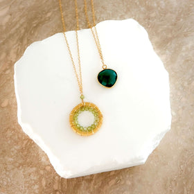 PARKEN JEWELRY Peridot Halo Mini Gold Pendant