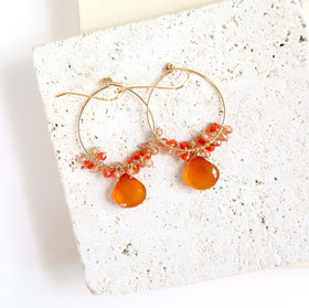 PARKEN JEWELRY Dark Orange Chalcedony Swing Earrings
