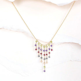 PARKEN JEWELRY Pastel Rainbow Mini Fringe Necklace