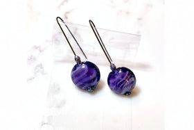 Purple glass earrings