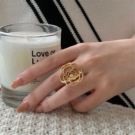 Mariam's Collection MAC046 Adjustable Hollow Camellia Diamond Ring
