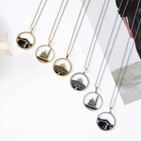 Mariam's Collection MAC111 Stainless Steel Masjid Pattern Necklace
