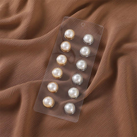Mariam's Collection MAC126 Pearl Magnetic Buckle Hijab 12 pcs Brooches