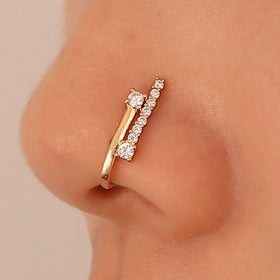MAC134 Non-Puncture T-Shape Micropaved Zirconia Nose Ring