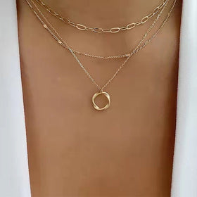 Mariam's Collection Thick Chain Round Pendant Necklace(MAC207)