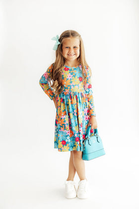 Flower Child L/S Pocket Twirl Dress