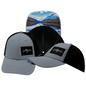 Mountains Hat - Low Profile - Ponytail - Gray Blue / Black - Laser Mesh