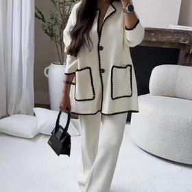 MS004 Fall Chunky Knit Cardigan Sweaters Casual Open Front Set
