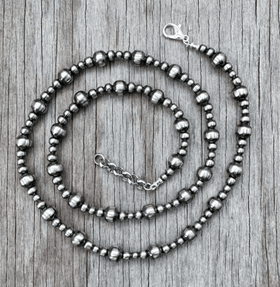 Multi Size Silver Pearl Necklace