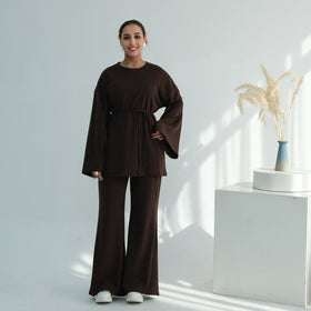 Oversized Cotton Top & Wide-Leg Pants Set(MS450)