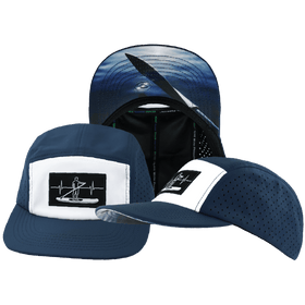 Paddle Board Hat - 5 Panel - Navy / White - Laser Mesh