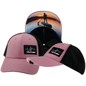 Paddle Board Hat - Low Profile - Ponytail - Dusty Pink / Black - Laser Mesh