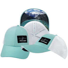 Paddle Board Hat - Low Profile - Ponytail - Mint / White - Laser Mesh
