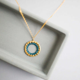 PARKEN JEWELRY London Blue Quartz Halo Mini Gold Pendant