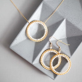 PARKEN JEWELRY Pearl Halo Jewelry Set