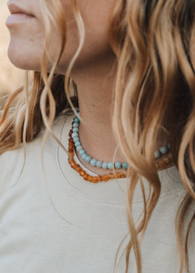 Raw Baltic Amber + Sunflower || Necklace ||