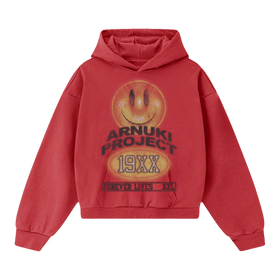 Arnuki Red Smile Streetwear Hoodie 460GSM Y2K Unisex Cotton DTG Graphic