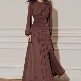 Ruched Dress with Braided Cutout Waist (MS345)