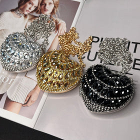Sparkling Heart-Shaped Crossbody Bag Everyday Glam Diamond-Studded Mini Purse…