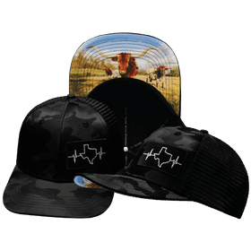 Texas Baseball Hat — Black Camo / Black