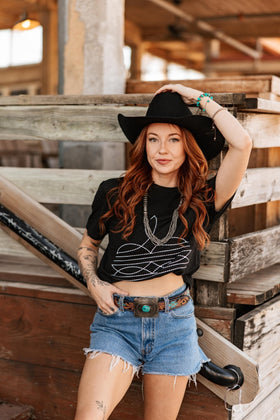 The Original, Viral Boot Stitch Western Graphic Tee - Black