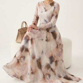 Watercolour Print Maxi Dress(MS447)
