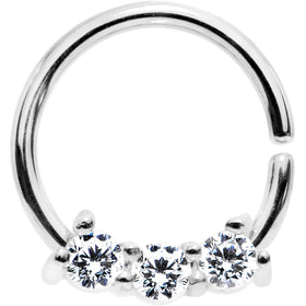 18G 5/16 Clear Cubic Zirconia Stainless Steel Circular Ring