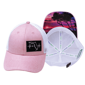**YOUTH** Florida Hat - Low Profile - Ponytail - Pink / White - Trucker Mesh