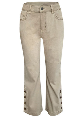 Flare Capri Pants With Buttons