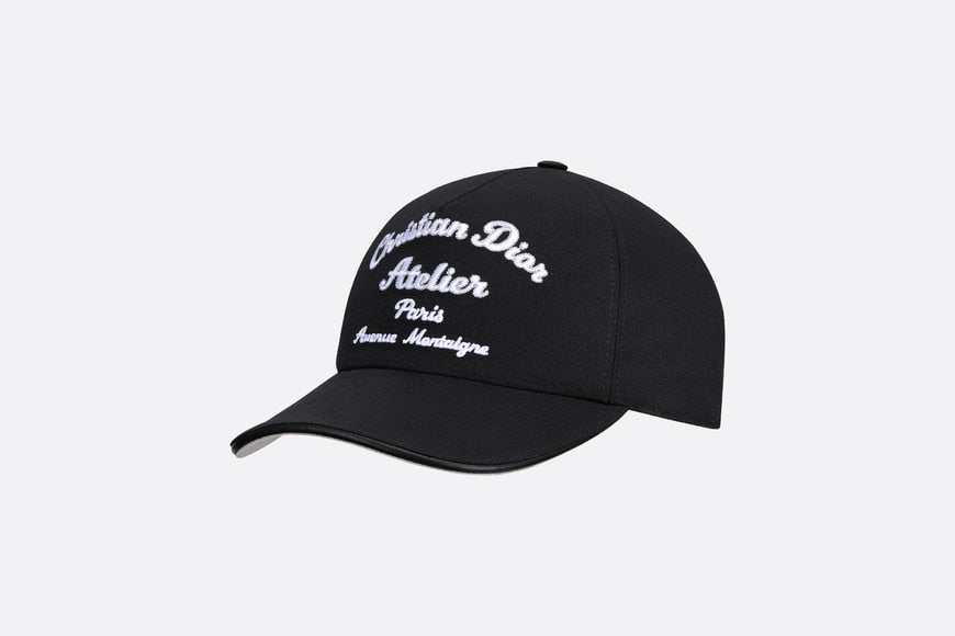 DIOR ディオール オム ATELIER アトリエロゴ刺繍　キャップ ブラック Christian Dior Atelier Baseball Cap • Black Cotton Canvas