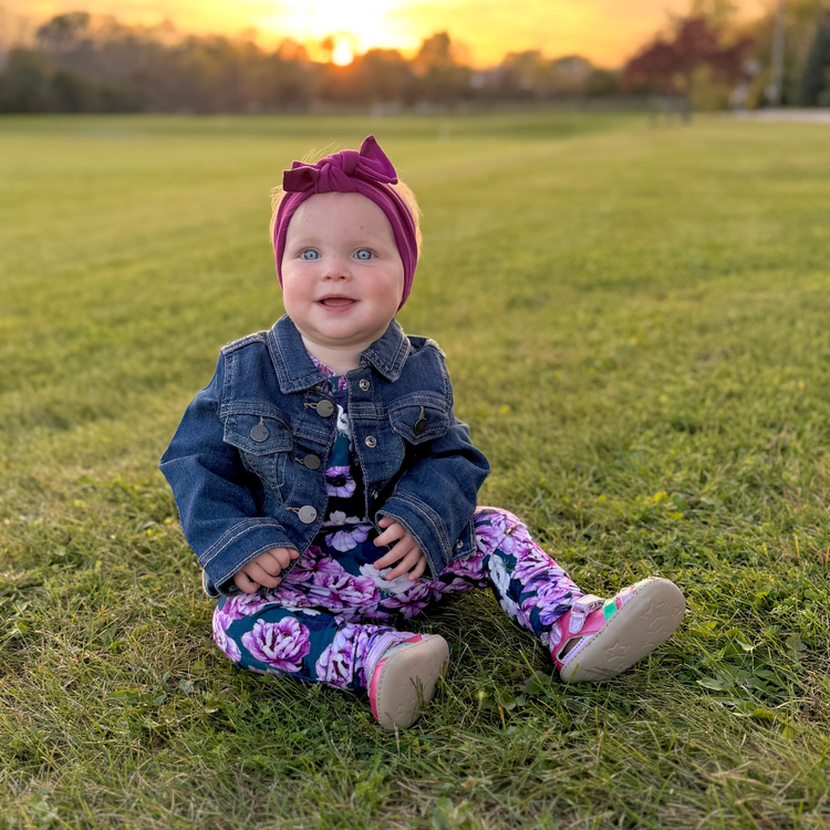 Bumblito bamboo romper in Adele colorway — soft fabric detail