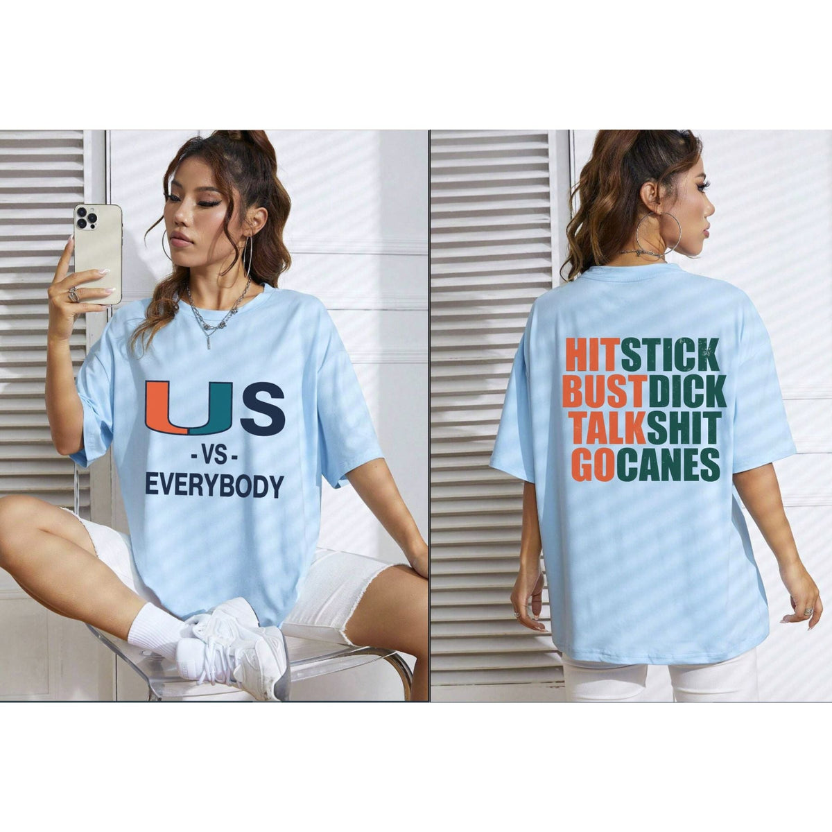 "Hit Stick Bust Dick Talk Shit" Miami Hurricanes Fan T-Shirt — Curated Sense