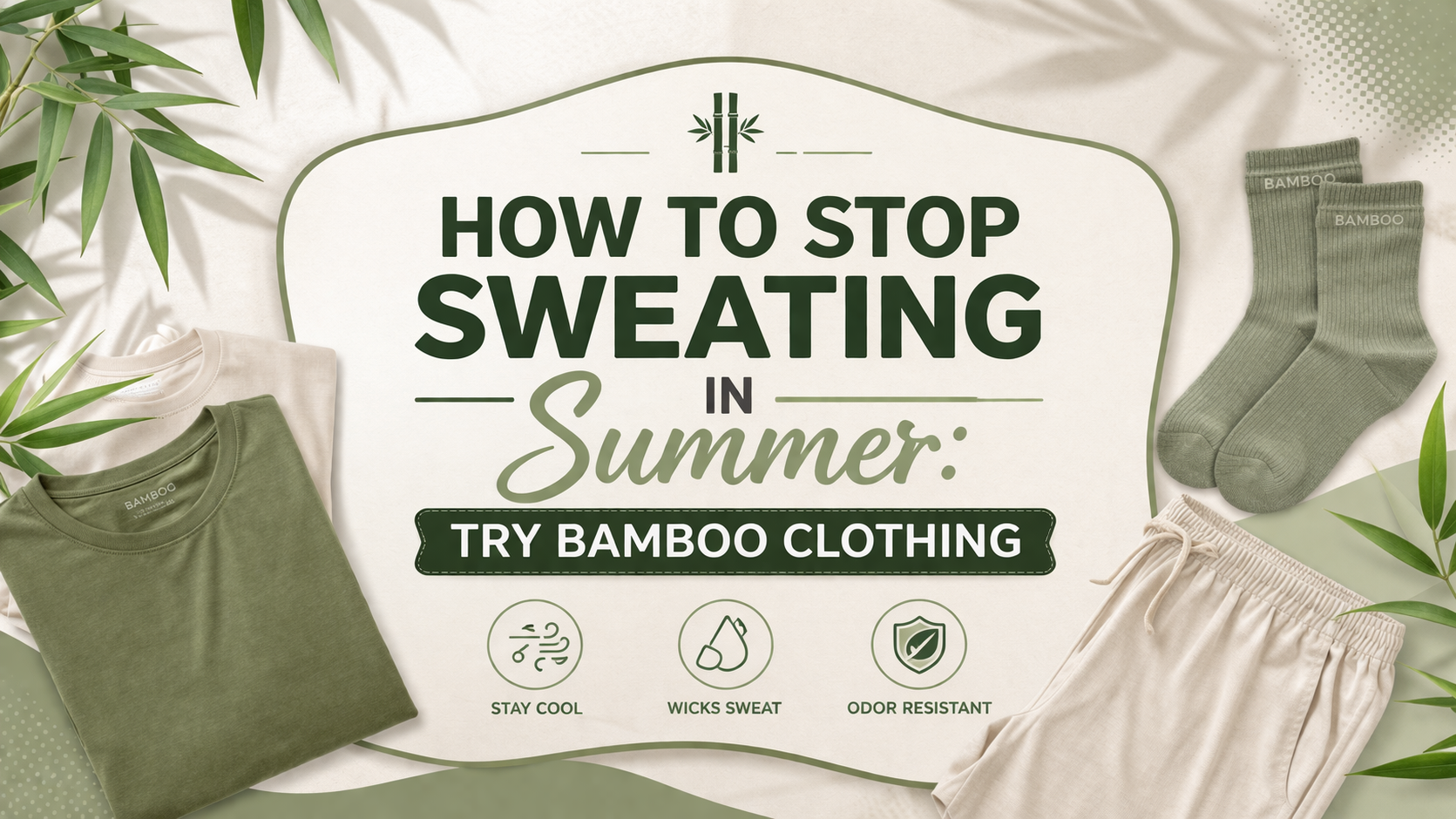 How to stop sweating in summer — try bamboo clothing, illustrated with summer-day apparel