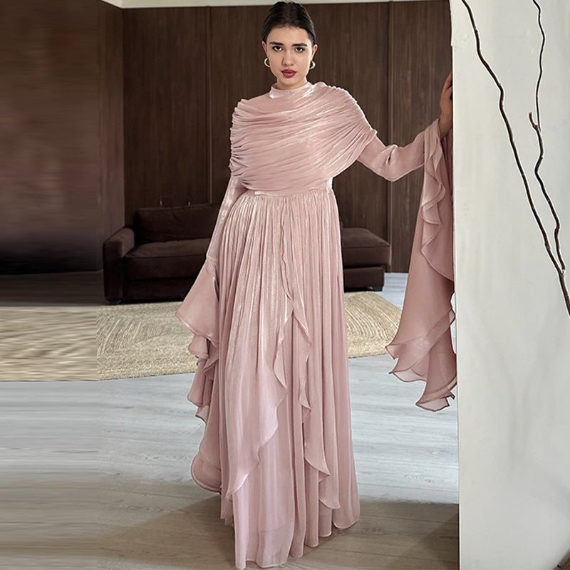 Elegant Pleated Maxi Dress with Slit(MS263) — Curated Sense