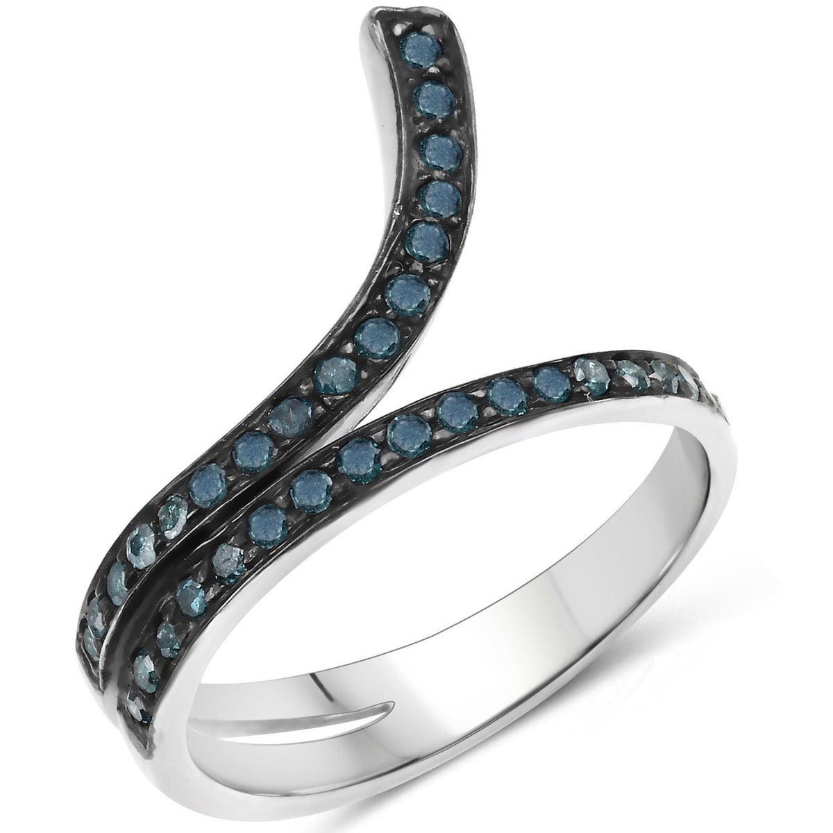 0.46 Carat Genuine Blue Diamond .925 Sterling Silver Ring — Curated Sense