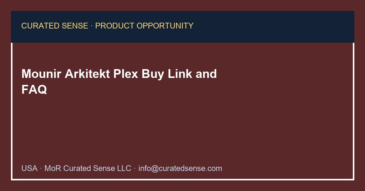 Mounir Arkitekt Plex 250 ml — Where to Buy — Curated Sense