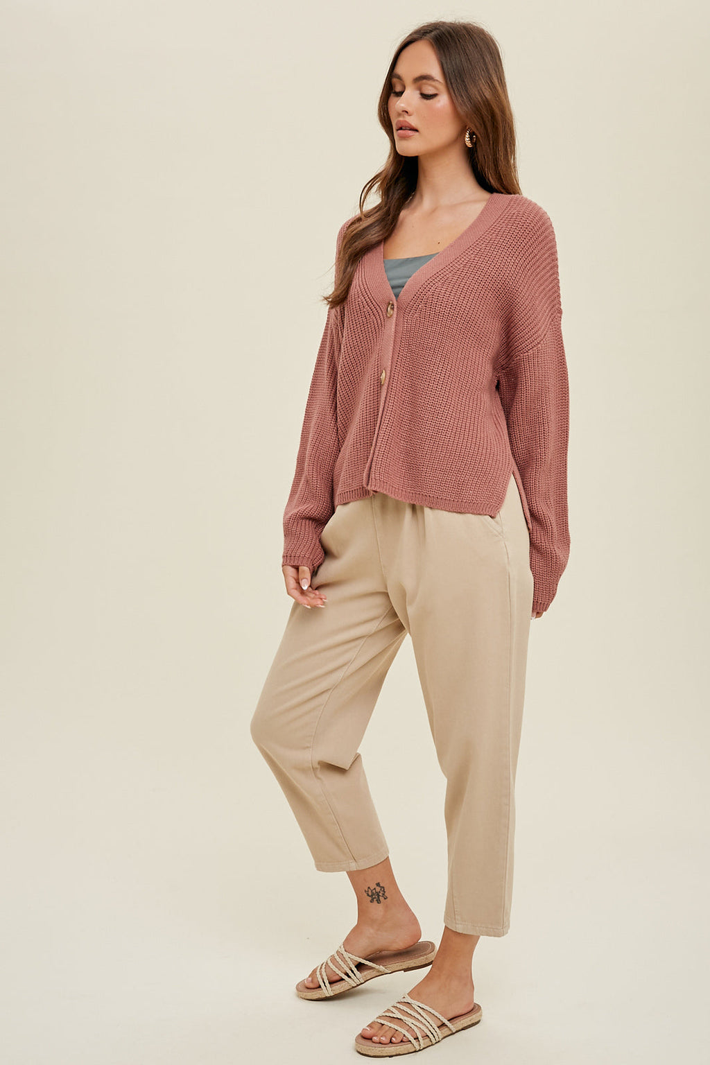 KADOU BOUTIQUE Textured Cardigan — side view